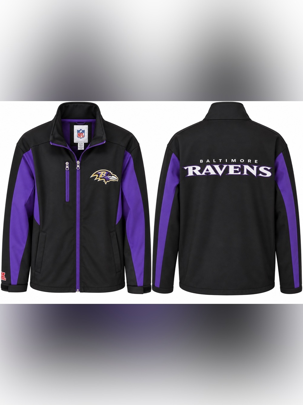 New NFL Men's NFL Baltimore Ravens Full Zip Lined Softshell Jacket Mens XL